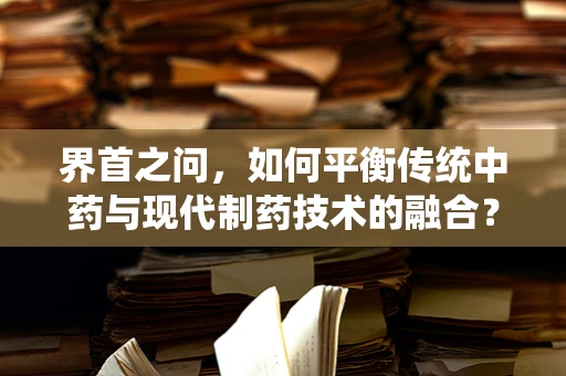 界首之问，如何平衡传统中药与现代制药技术的融合？